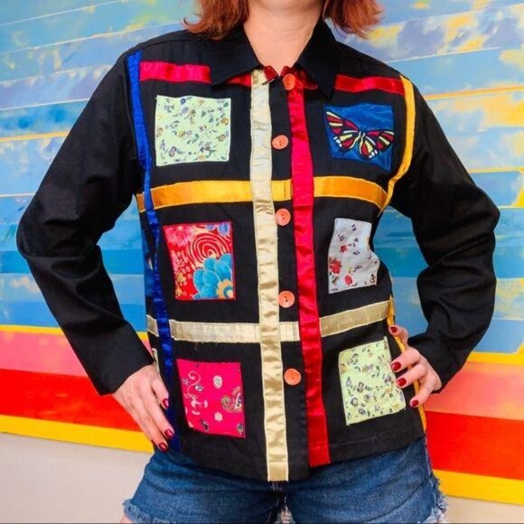 Funky Fabulous Ribbons & Patches Button Up Top - Picture 3 of 8